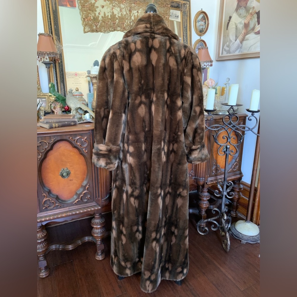 Vintage Epic 30's-inspired Gatsby-inspired Full Length Exotic Faux Fur Long Coat - Picture 6 of 16